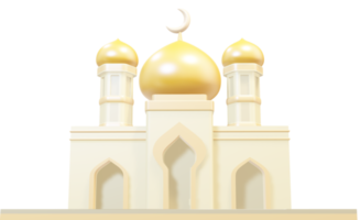 3d yellow dome mosque png