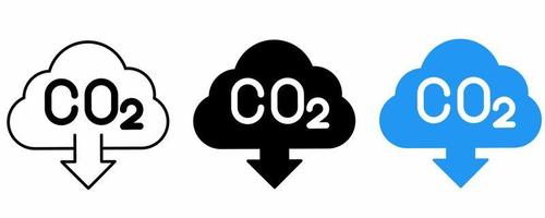 carbon dioxide emissions reduction icon set isolated on white background.co2 emissions reduction vector illustration