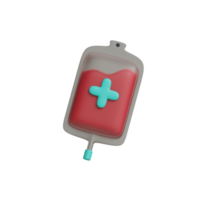 3d health and medical blood bag icon png