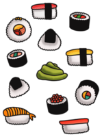 schattig sushi pictogrammen verzameling png