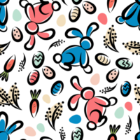 seamless background of rabbits and eggs and carrots for Easter holiday png