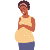 Happy pregnant black  woman png