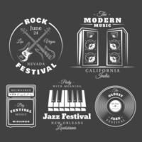 Set of vintage musical labels vector