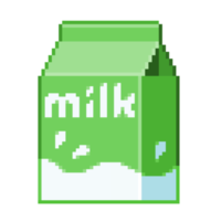 An 8-bit retro-styled pixel-art illustration of a lime milk carton. png