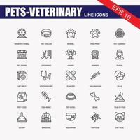 Veterinary, dog care and cat food. Pets line icons. Lovely animals, shampoo for pets and doghouse icons. Vaccine, pet care and dog paw. Winner cup, certificate and medal. Animal feces. Vector