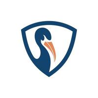 Stork head shield simple logo vector