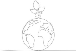 Draw the earth and the tree on it vector