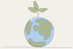 Colored illustration of the earth and a green tree vector