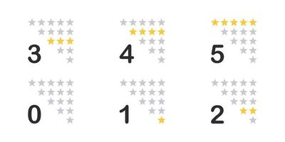 Customer review stars. 5 stars positive review. Rate icons set. Feedback icons. Vector scalable graphics