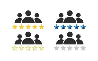 Five stars customer product rating. Rating stars badges. Feedback icons. Vector scalable graphics