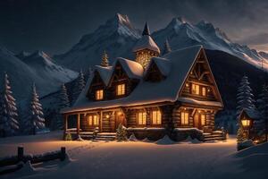 Medieval castle as a rustic mountain cabin by photo