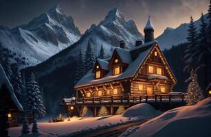 Medieval castle as a rustic mountain cabin by photo