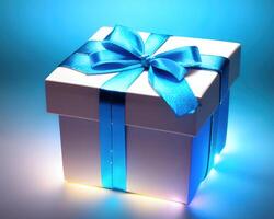 realistic gift box with magical shining light by ai generated photo