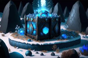 an ancient nordic tomb some random damaged loot treasure boxes left behind by photo