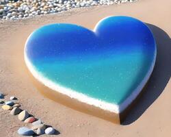 heart made out of rocks on a beach by photo