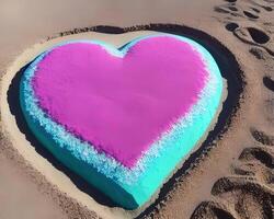 heart made out of rocks on a beach by photo