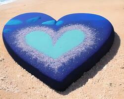 heart made out of rocks on a beach by photo