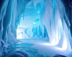 fantasía cavernas de glacial abstracción profundo abajo por ai generado foto