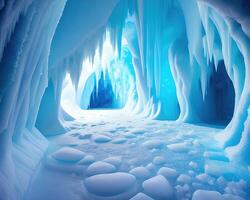 fantasía cavernas de glacial abstracción profundo abajo por ai generado foto