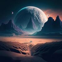 futurista paisaje lunar por ai generado foto