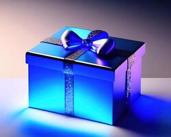 gift box with magical shining light by photo