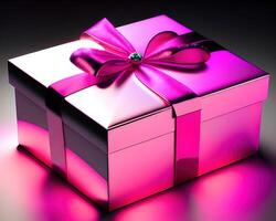 gift box with magical shining light by photo