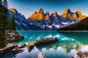 braies lago con seekofel montar en antecedentes por ai generado foto