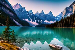 braies lago con seekofel montar en antecedentes por ai generado foto