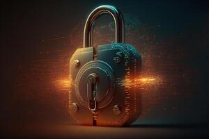 Digital Lock on Technology Network Data Protection Background by photo