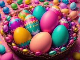 easter eggs background by photo