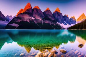 Braies Lake with Seekofel mount on background by photo