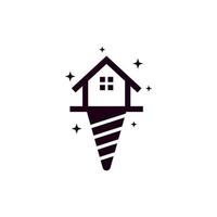 Ice cream home building creative logo vector