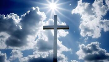 cristiano cruzar brillante en cielo, creado utilizando generativo ai tecnología foto