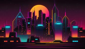 Neon Nights features nighttime citys, created using Technology photo