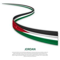 Waving ribbon or banner with flag of Jordan vector
