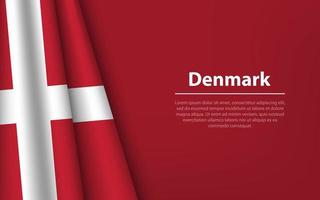 Wave flag of Denmark with copyspace background. vector