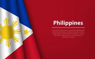 Wave flag of Philippines with copyspace background. vector