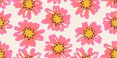 Hand drawn flowers, seamless patterns with floral for fabric, textiles, clothing, wrapping paper, cover, banner, interior decor, abstract backgrounds. vector