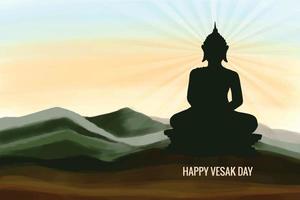 Happy vesak day buddha purnima wishes greeting card background vector