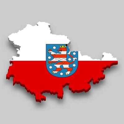 3d isometric Map of Thuringia is a state of Germany