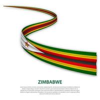 Waving ribbon or banner with flag of Zimbabwe vector