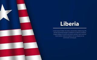 Wave flag of Liberia with copyspace background. vector