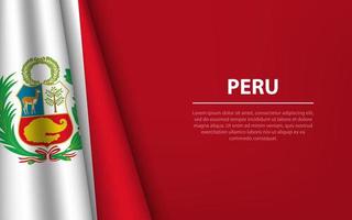 Wave flag of Peru with copyspace background. vector