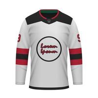 Realistic Ice Hockey away jersey New Jersey, shirt template vector