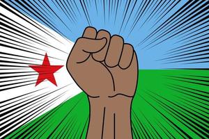 Human fist clenched symbol on flag of Djibouti vector