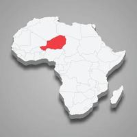 país ubicación dentro África. 3d mapa Níger vector