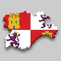 3d isometric Map of Castile and Leon is a region of Spain vector