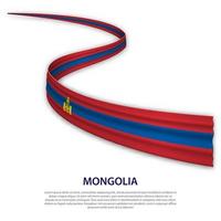 Waving ribbon or banner with flag of Mongolia vector