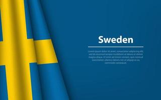 Wave flag of Sweden with copyspace background. vector