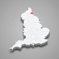 Tyne and Wear county location within England 3d map vector